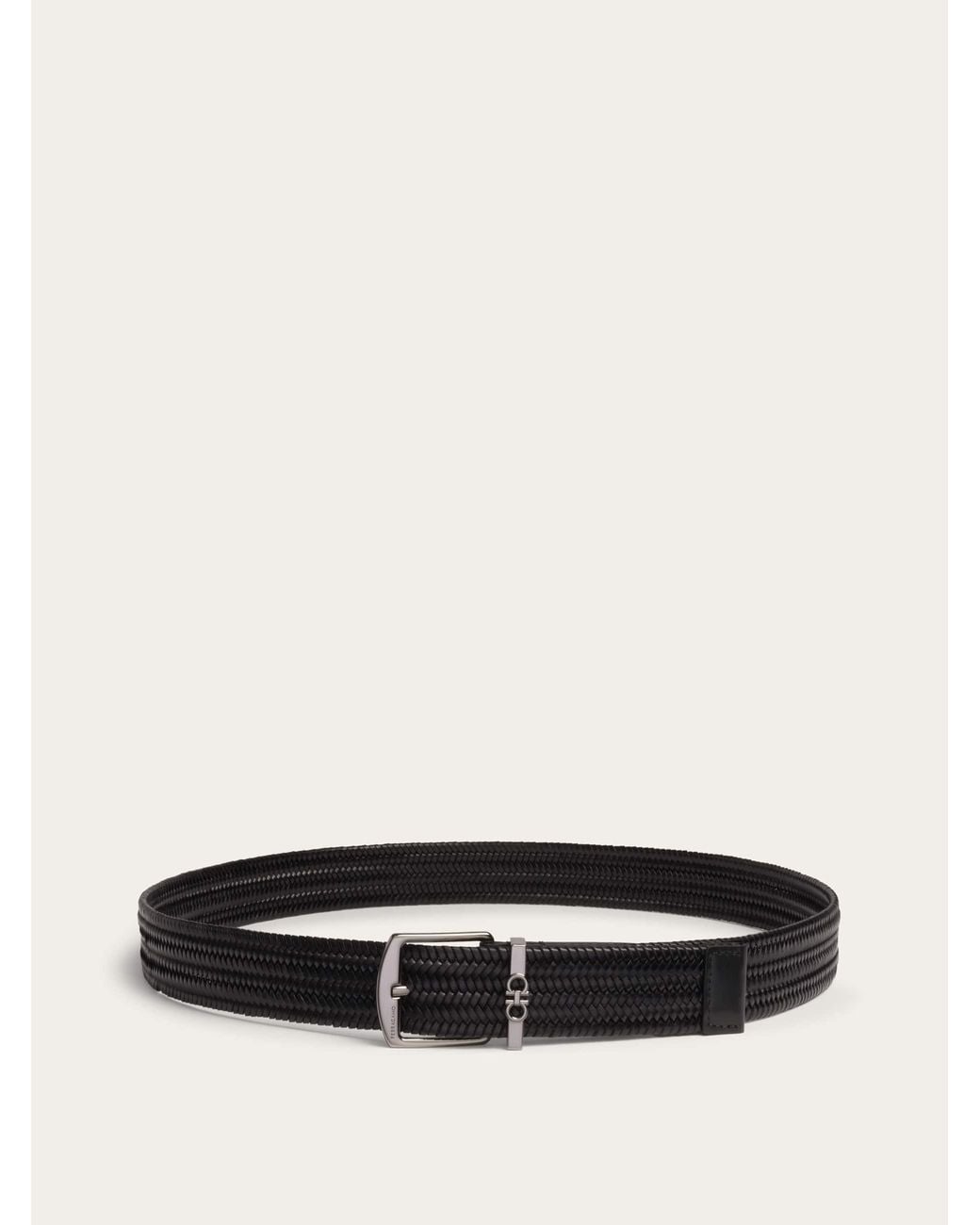 Ferragamo Black Woven Belt for men