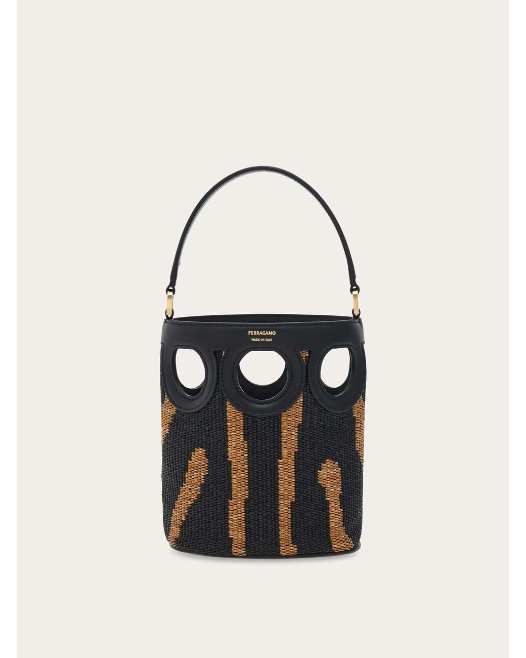 Ferragamo Black Gancini Outline Bucket Bag (Xs)