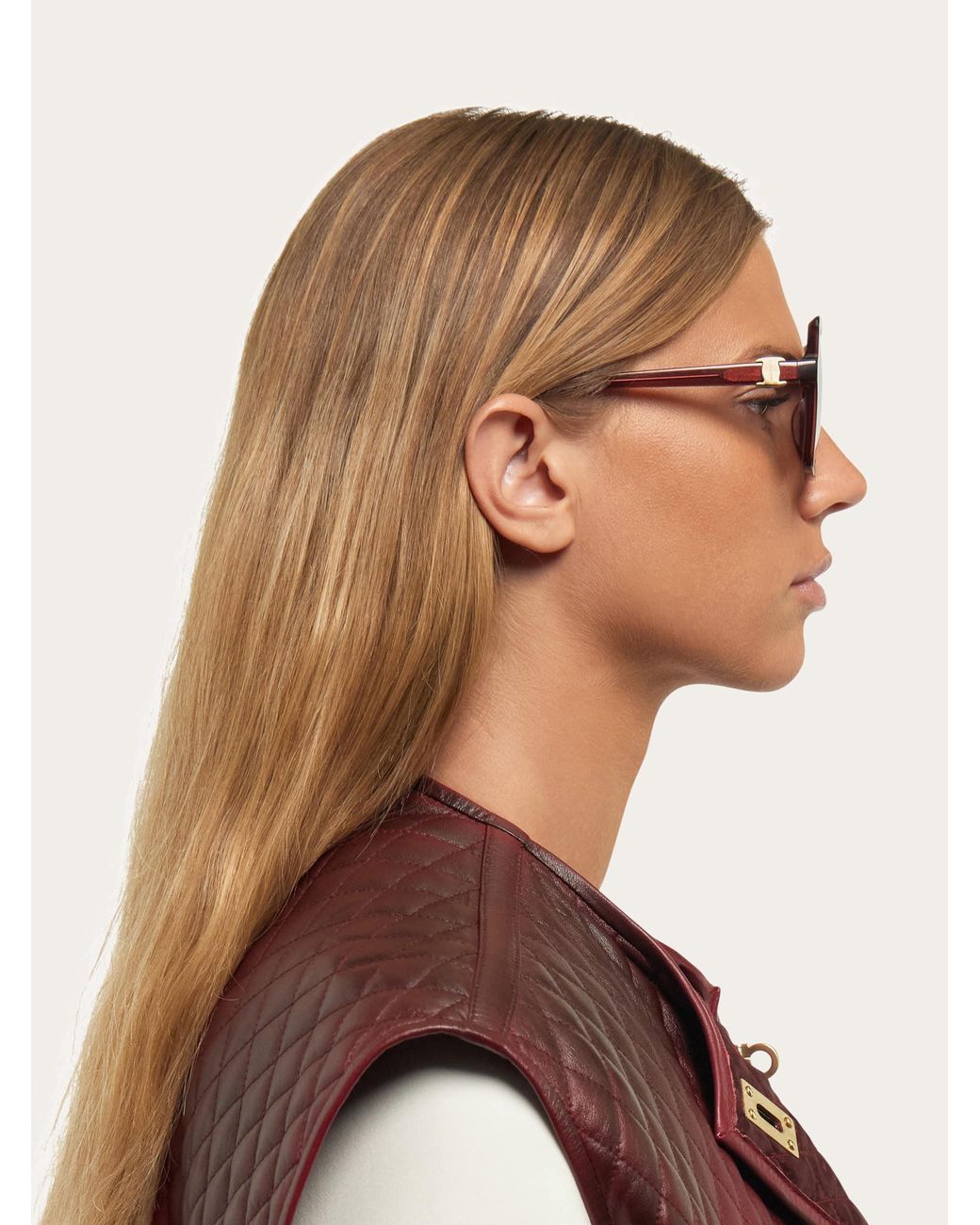 Ferragamo Pink Square Frame Sunglasses
