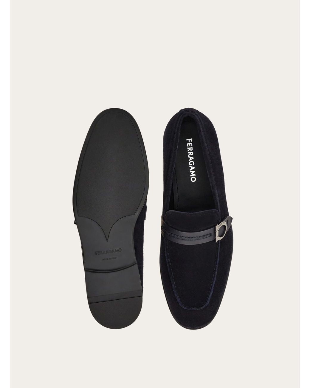 Ferragamo White Gancini Ornament Moccasin for men