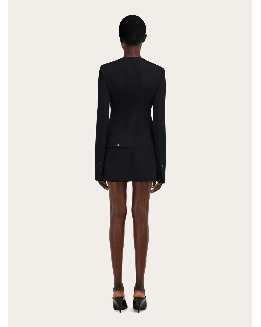 Ferragamo Black Wool Jacket With Button Detail