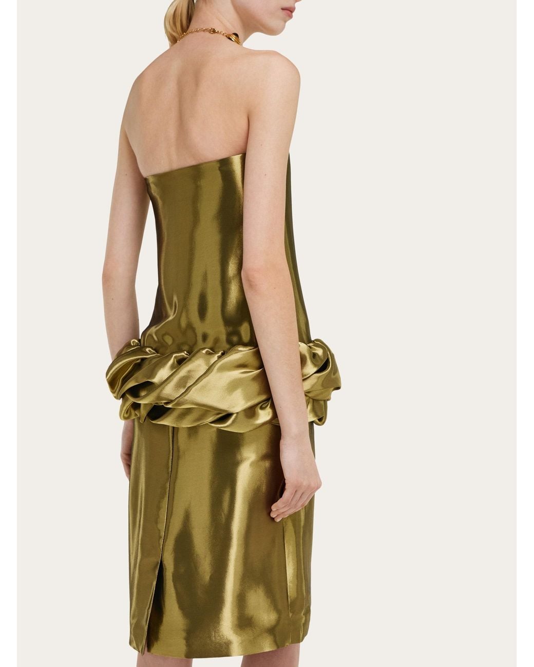 Ferragamo Green Liquid Lamé Dress
