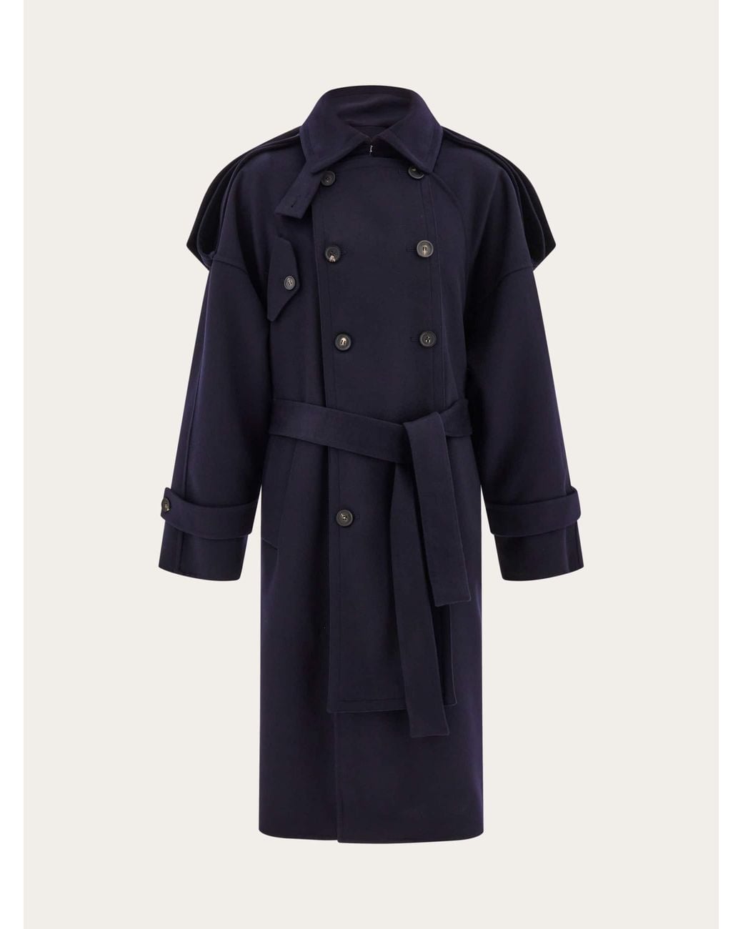 Ferragamo Blue Oversize Wool And Cashmere Coat for men