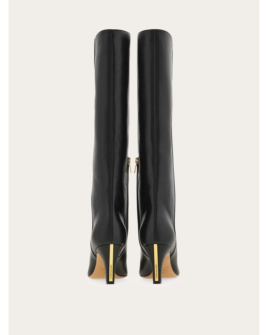 Ferragamo Black Knee High Boot With Low Heel .5