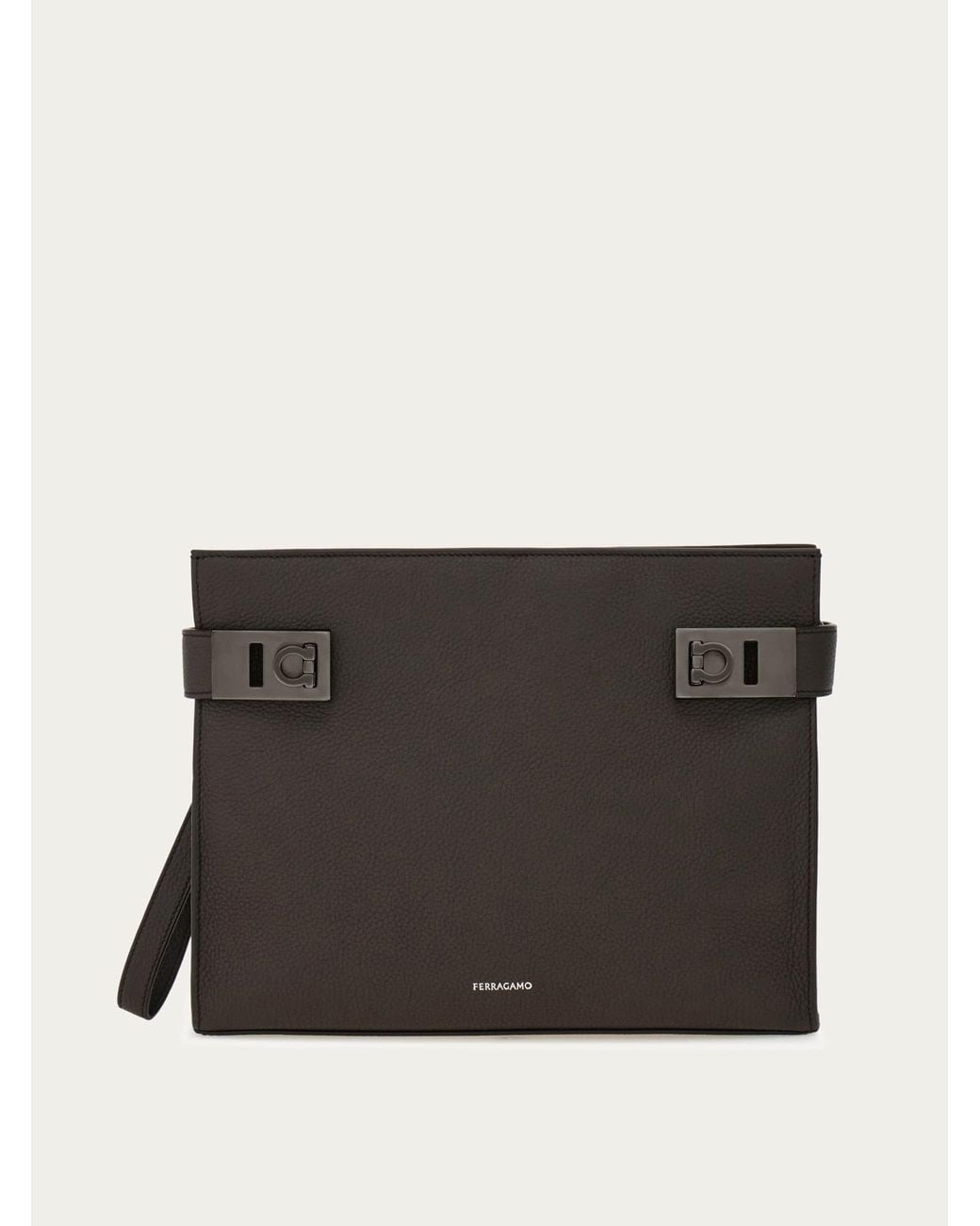 Ferragamo Black Pouch With Hug Buckle for men