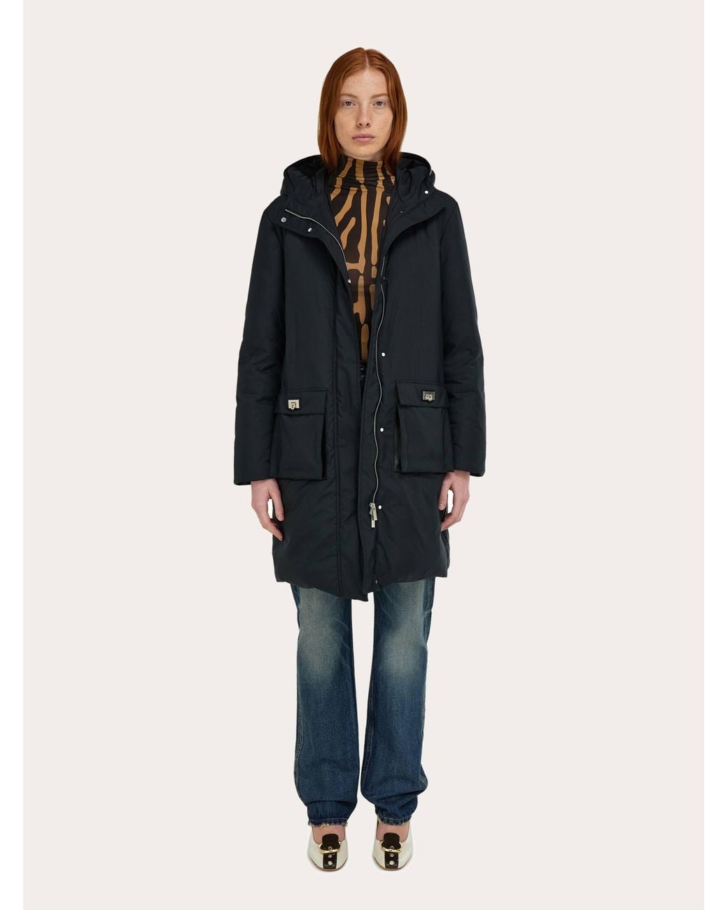 Ferragamo Blue Padded Parka Jacket for men