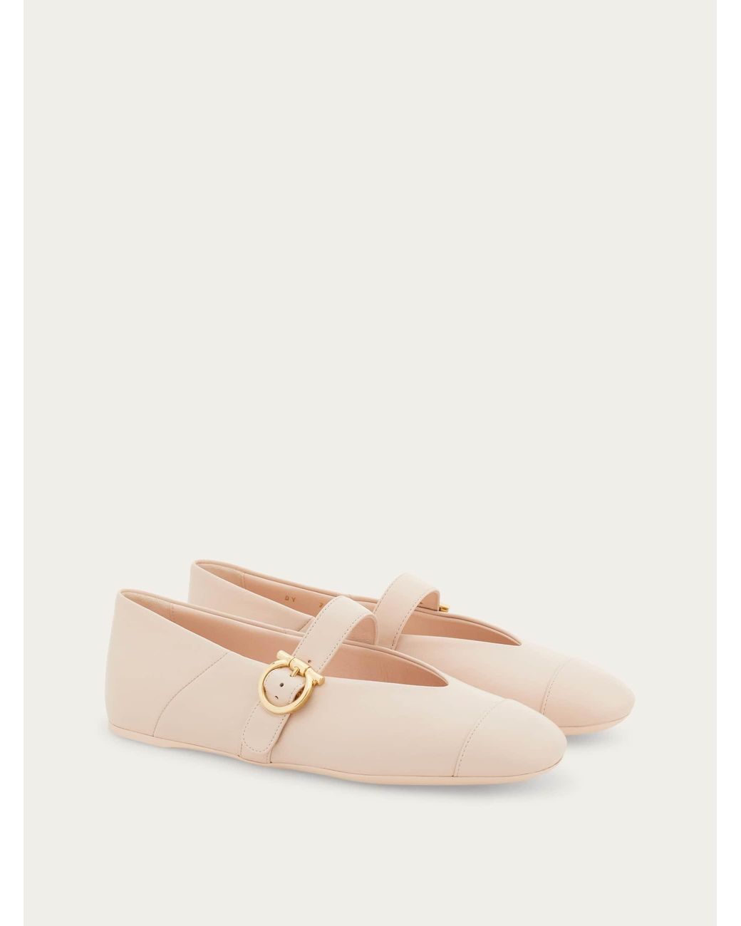 Ferragamo Natural Gancini Buckle Ballet Flat .5