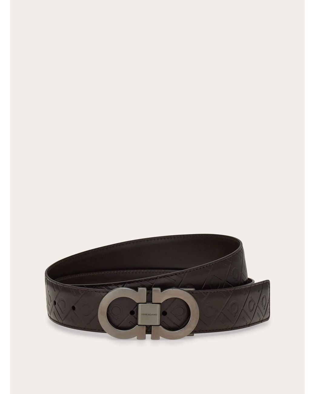 Ferragamo Brown Reversible And Adjustable Gancini Belt for men