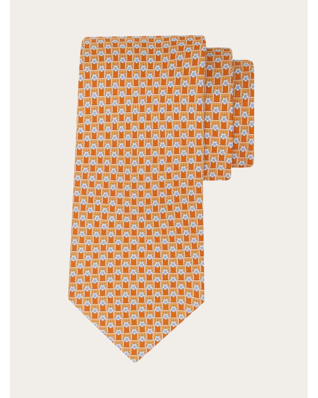 Ferragamo White Tournament Print Silk Tie for men