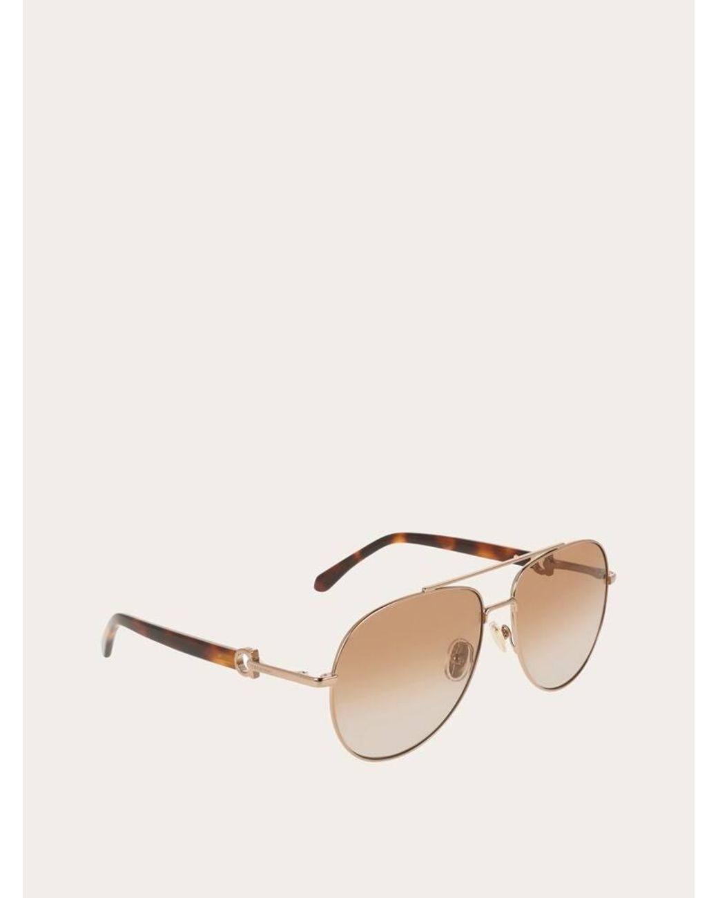 Ferragamo Natural Aviator Frame Sunglasses