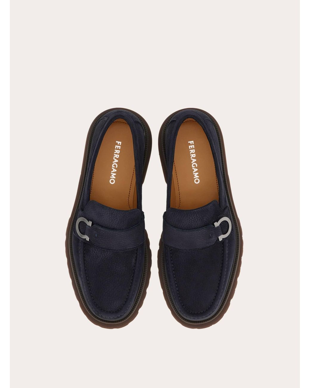 Ferragamo Blue Loafer With Gancini Ornament for men