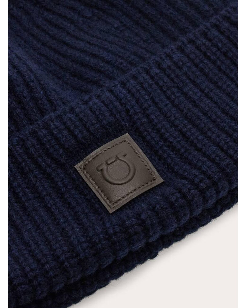 Ferragamo Blue Knitted Beanie for men