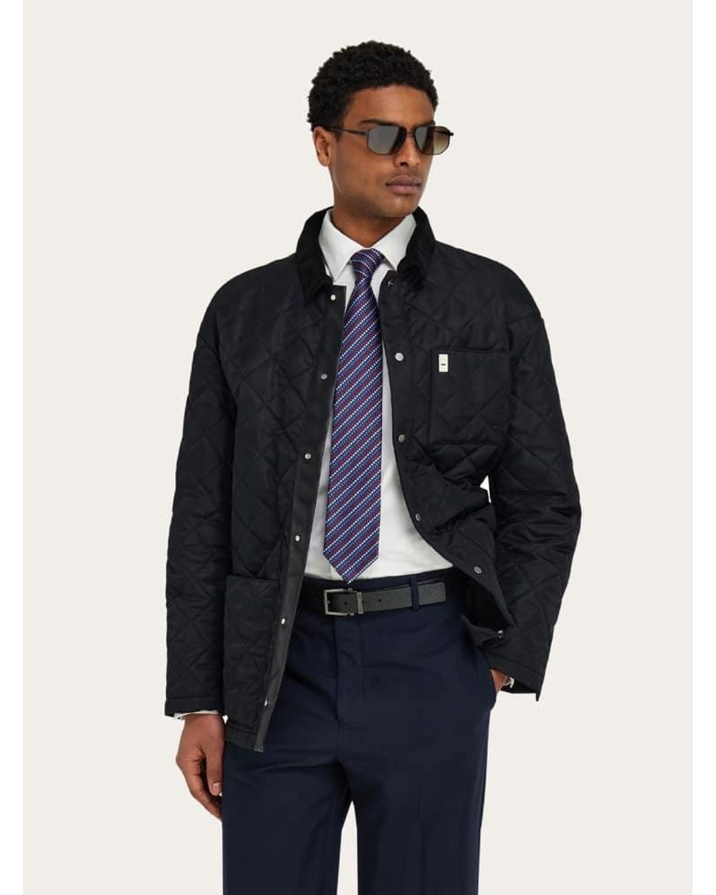 Ferragamo Blue Dots Jacquard Tie for men