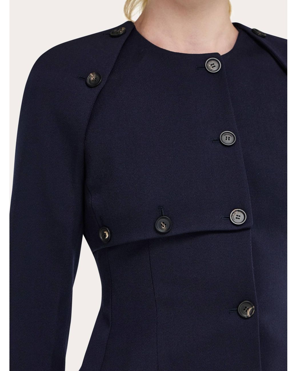 Ferragamo Blue Cropped Jacket With Button Detail