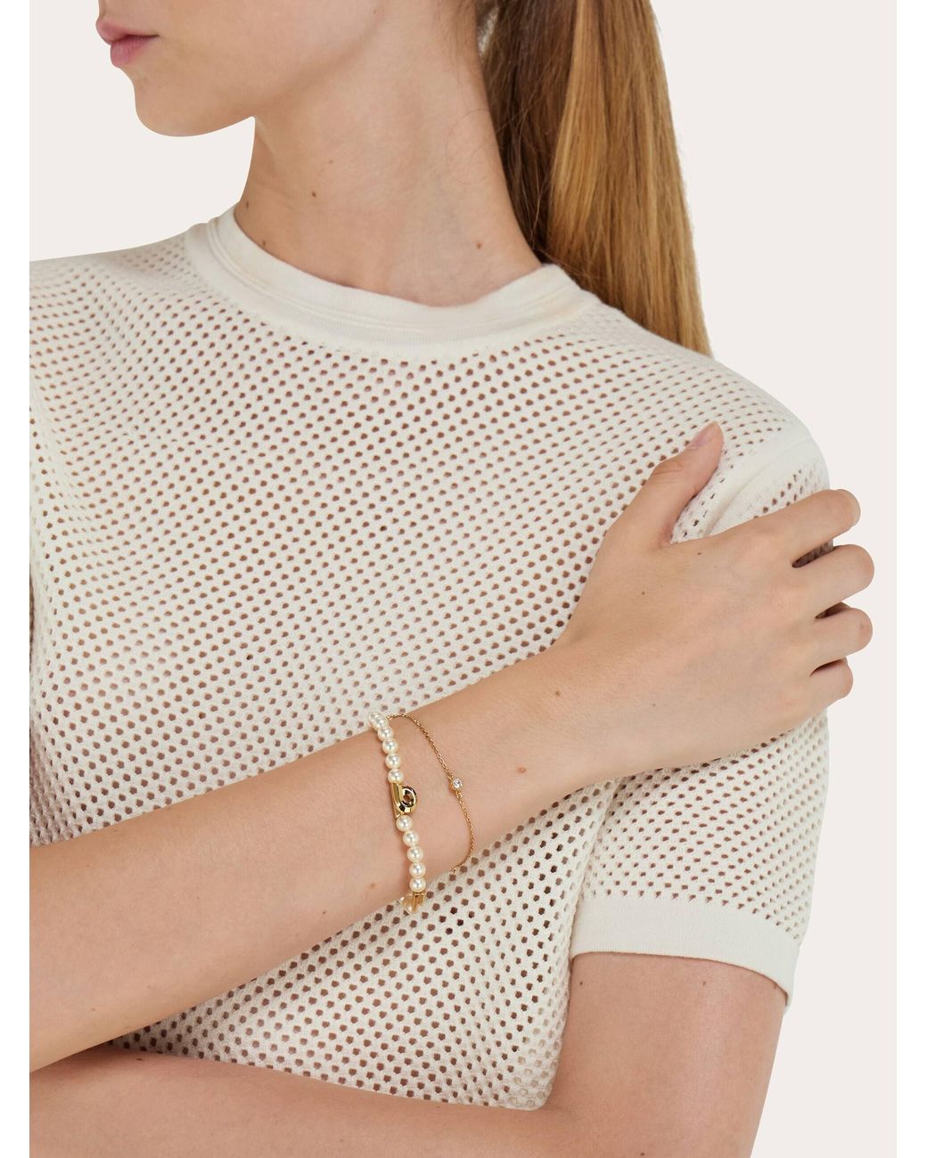 Ferragamo Metallic Double Strand Bracelet