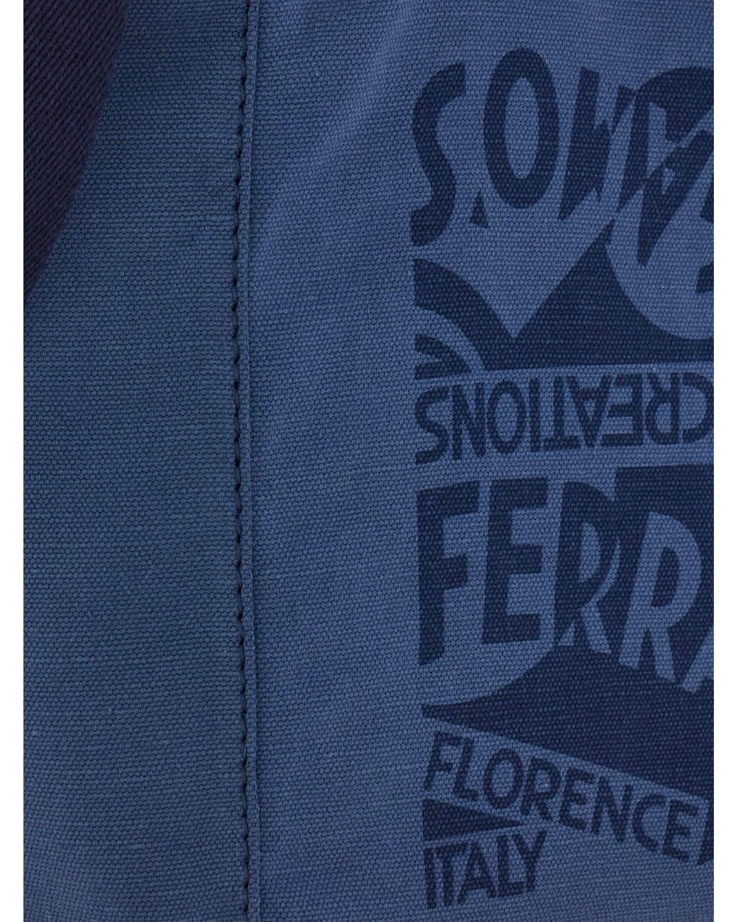 Ferragamo Blue Tote Bag With Logo for men