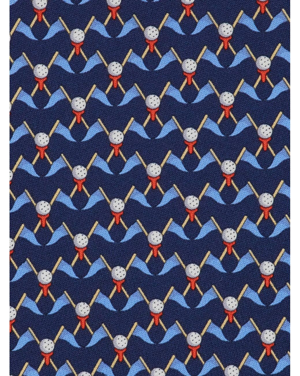 Ferragamo Blue Club Print Silk Tie for men