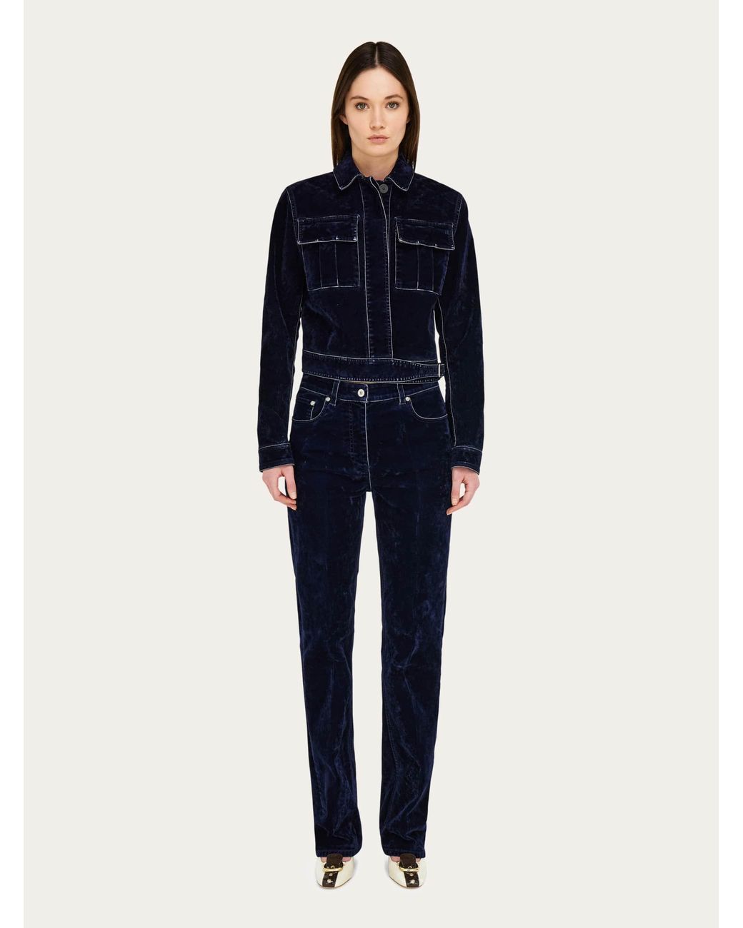 Ferragamo Blue Five Pocket Trouser