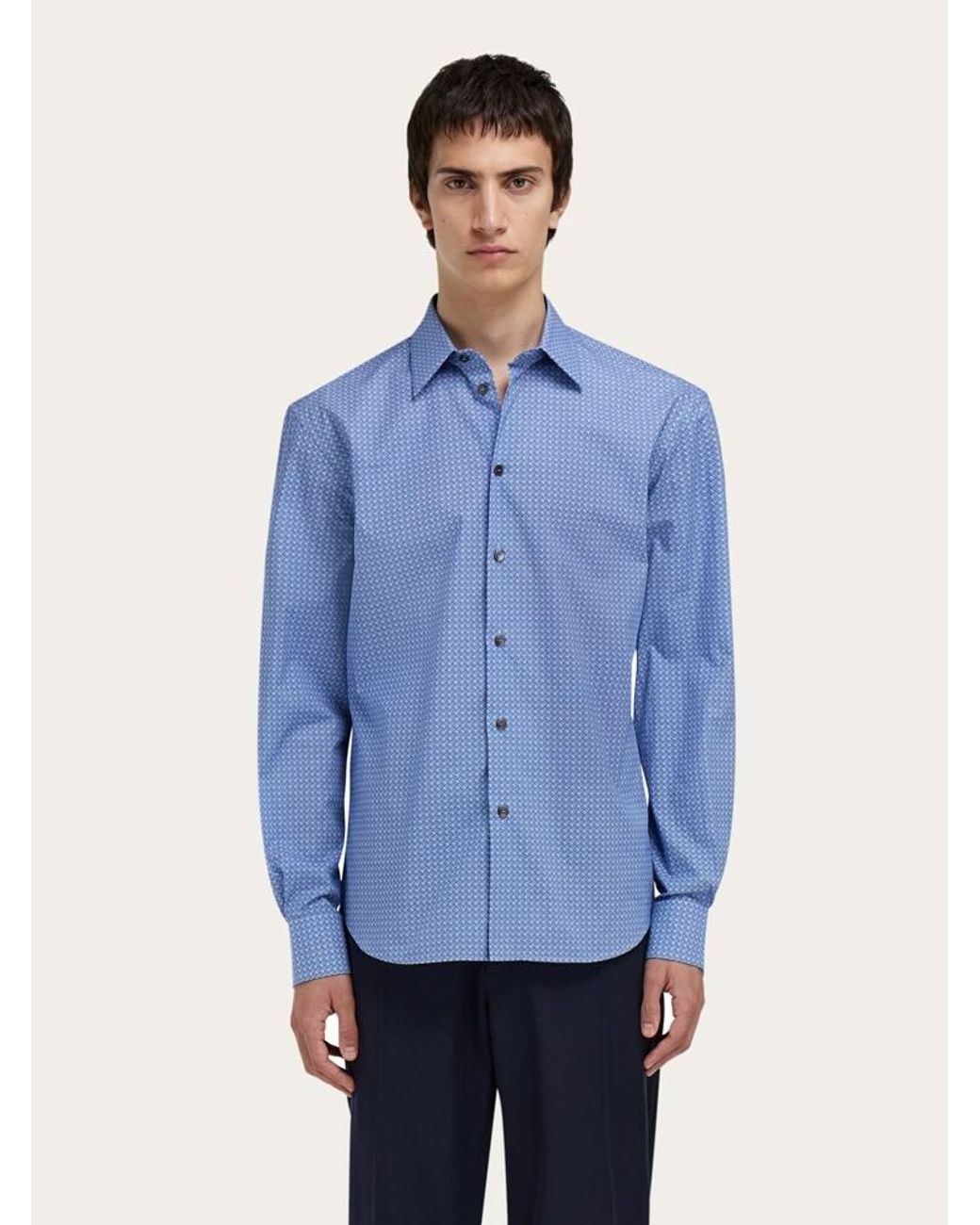 Ferragamo Blue Monogram Shirt for men