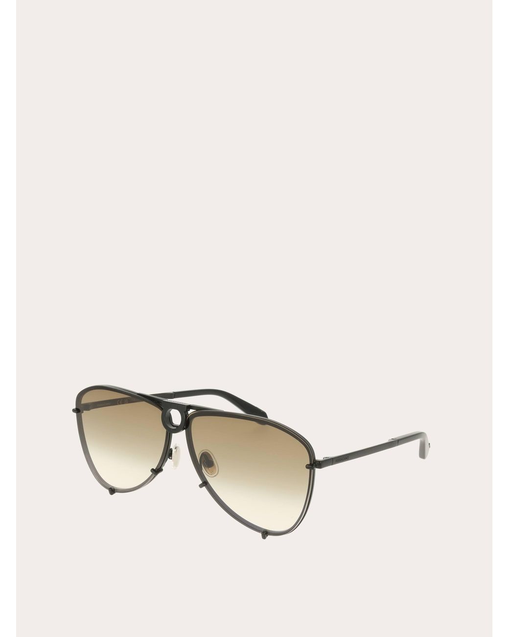 Ferragamo Gray Aviator Frame Sunglasses With Interchangeable Lenses