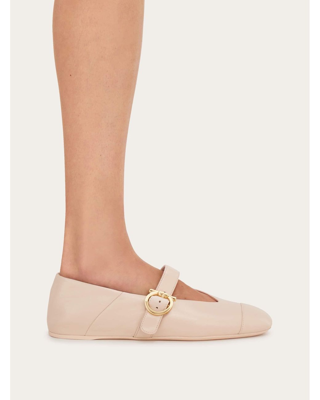 Ferragamo Natural Gancini Buckle Ballet Flat .5