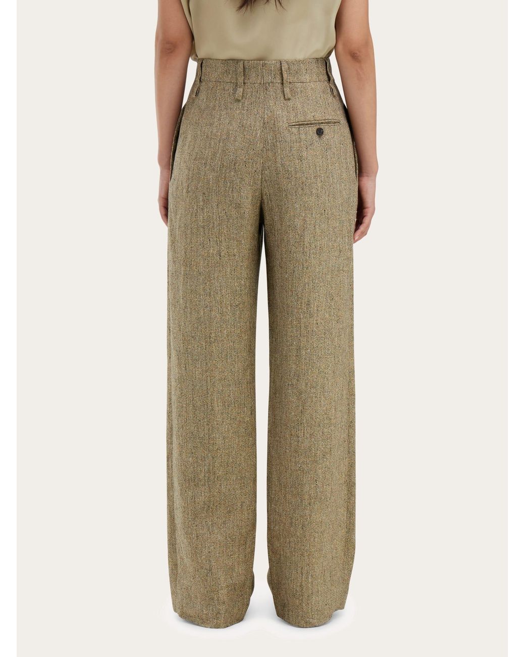 Ferragamo Natural Linen Tailored Trouser