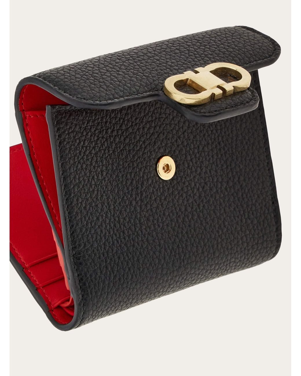 Ferragamo Black Gancini Compact Wallet