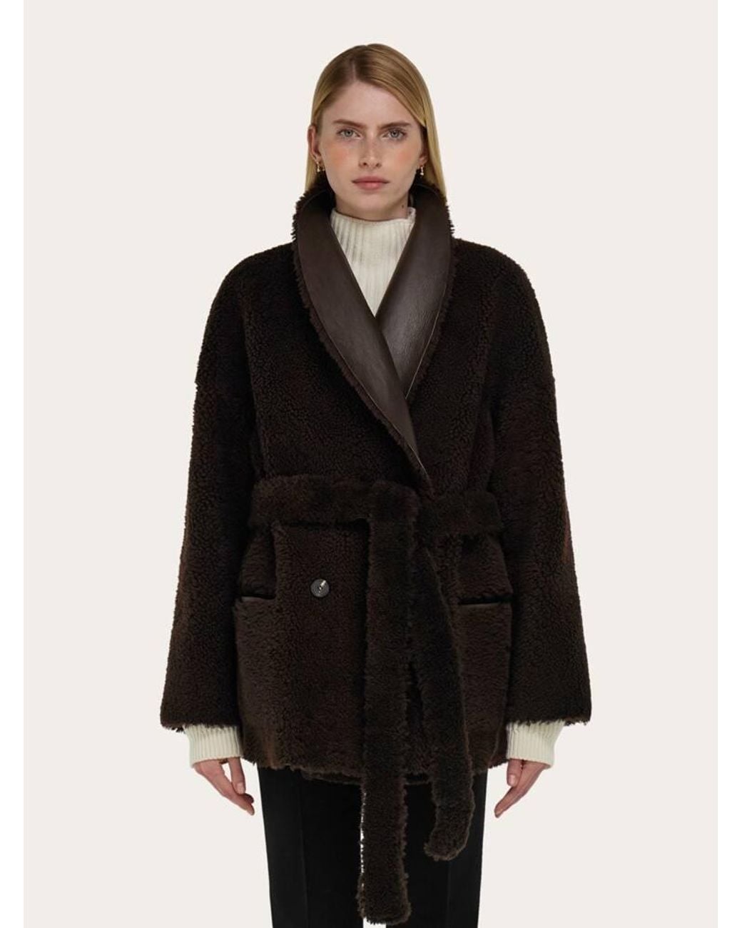 Ferragamo Black Reversible Shearling Jacket