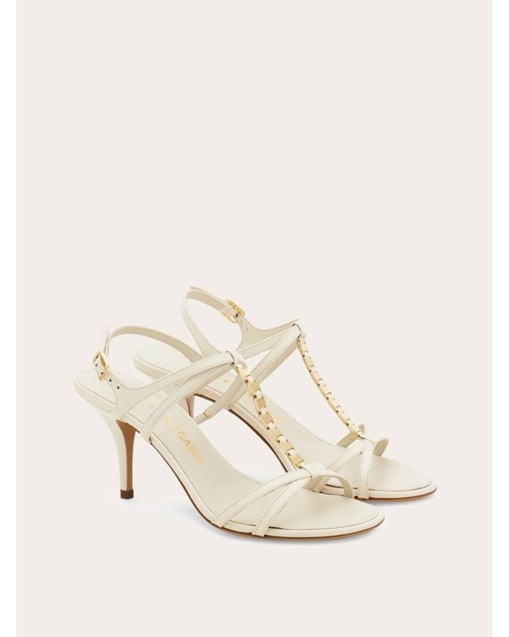 Ferragamo Natural Vara Chain T-Strap Sandal