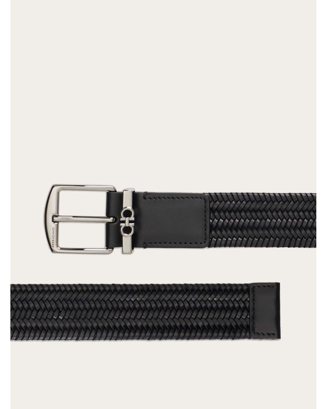 Ferragamo Black Woven Belt for men