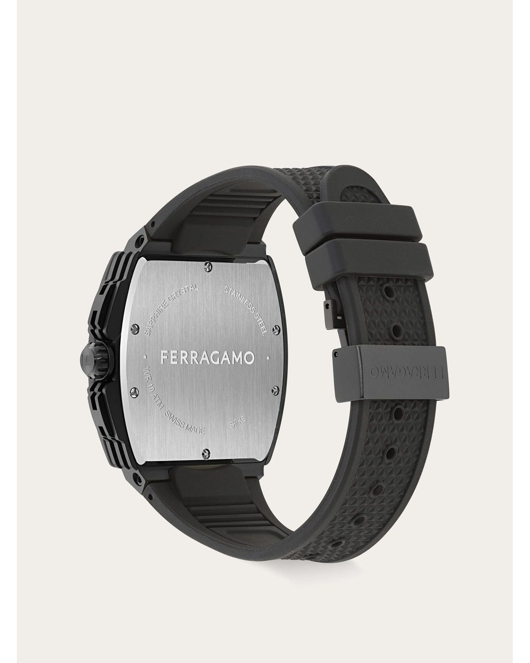 Ferragamo Black F-80 Tonneau Watch for men