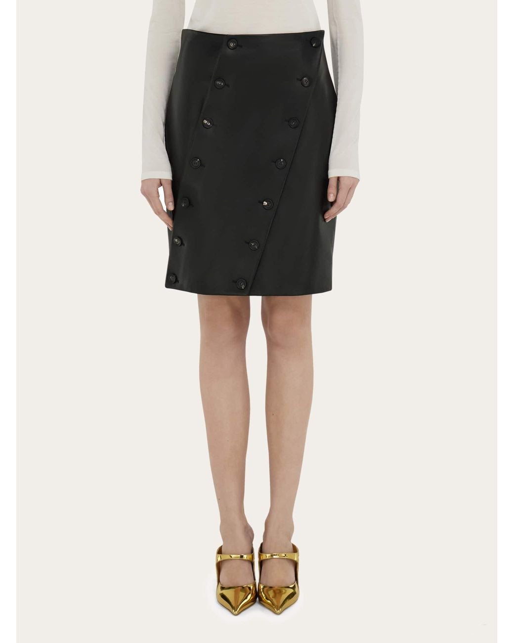 Ferragamo Black Nappa Skirt