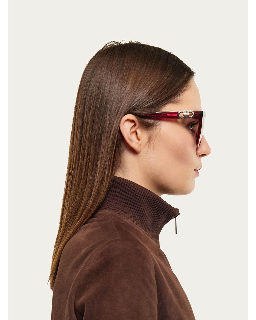 Ferragamo Pink Square Frame Sunglasses