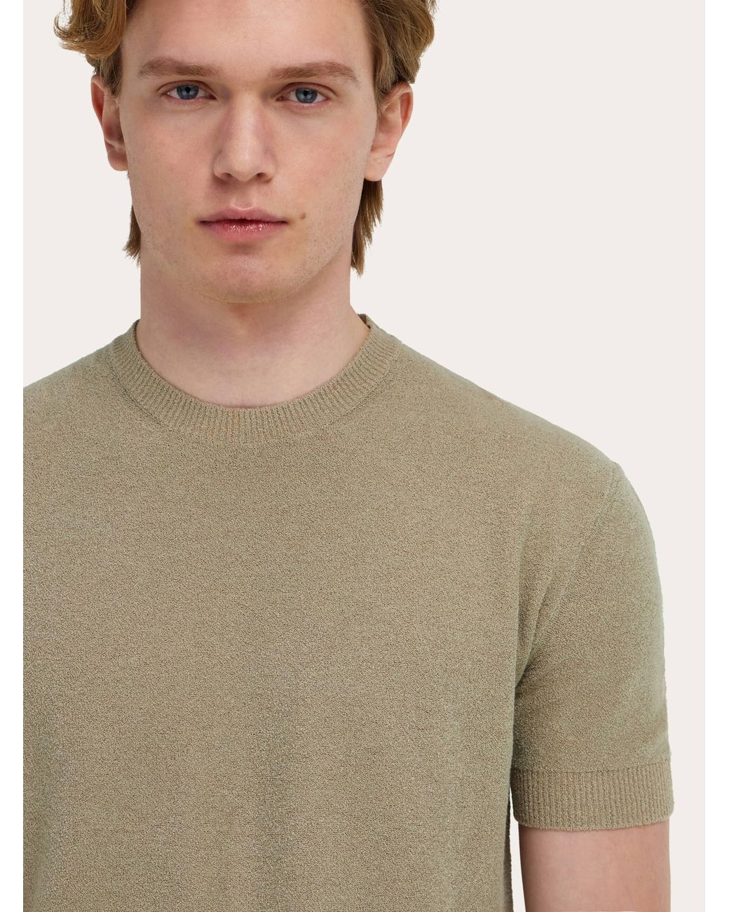 Ferragamo Natural Short Sleeve Knitted Top for men