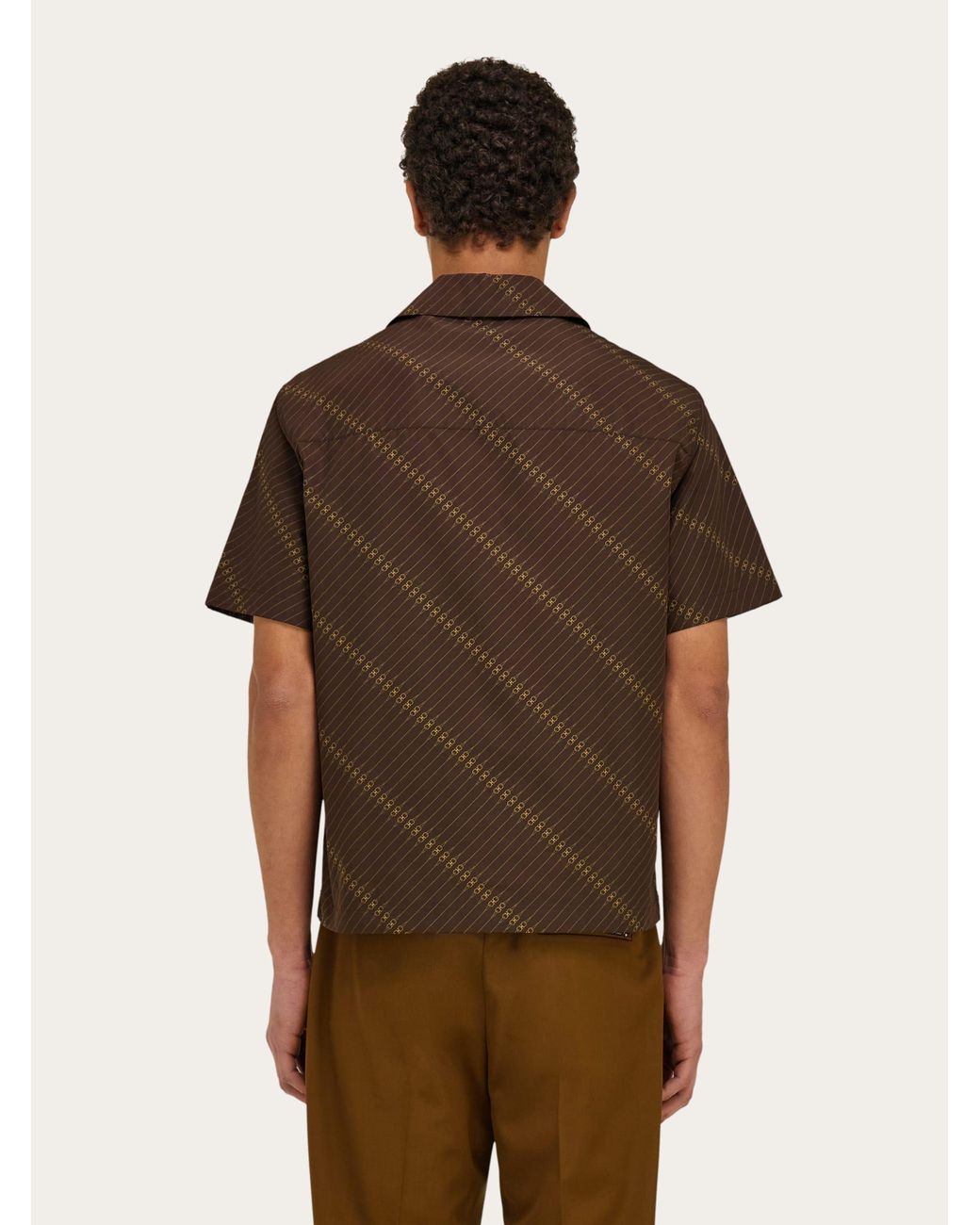 Ferragamo Brown Short Sleeve Bowling Shirt for men
