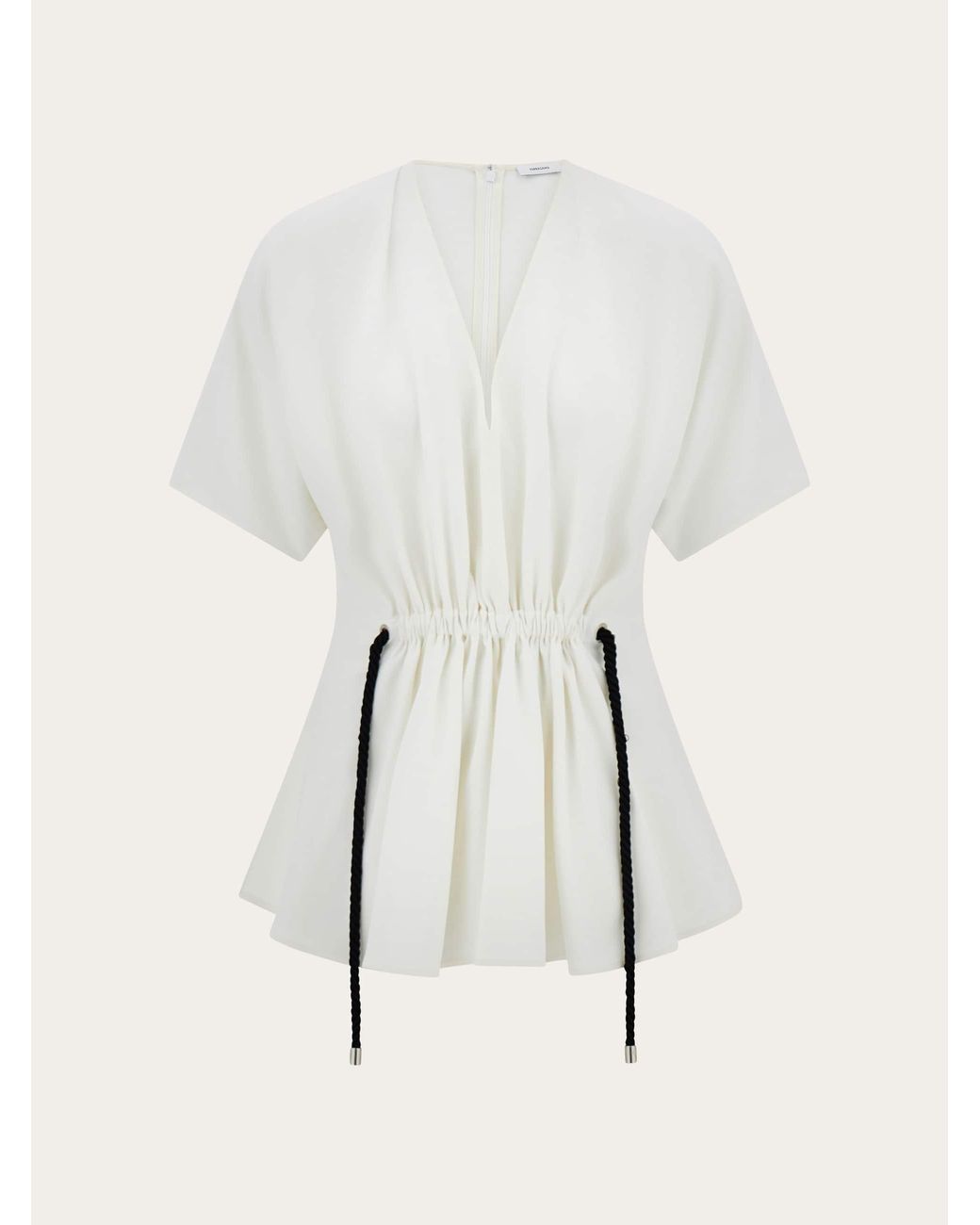 Ferragamo Natural Viscose Top With Gathered Waist