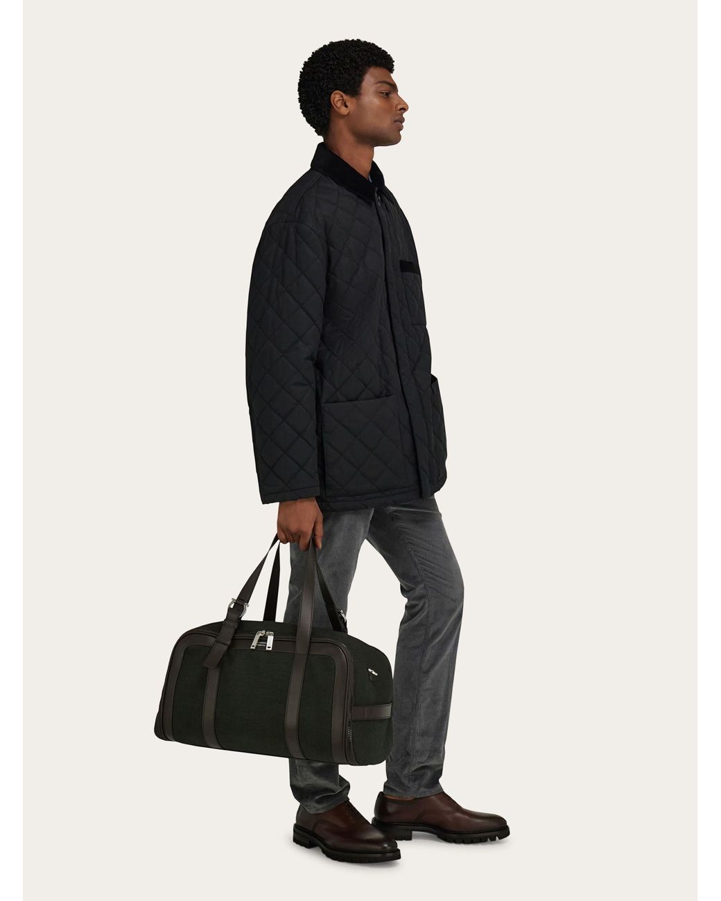 Ferragamo Black Foldable Weekend Bag for men