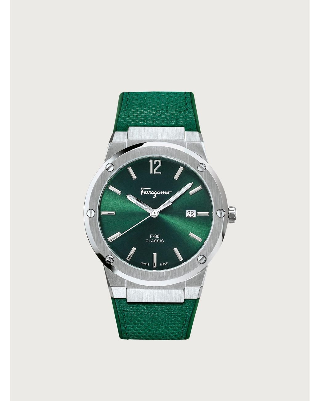 Ferragamo F-80 Classic Watch in Green for Men | Lyst