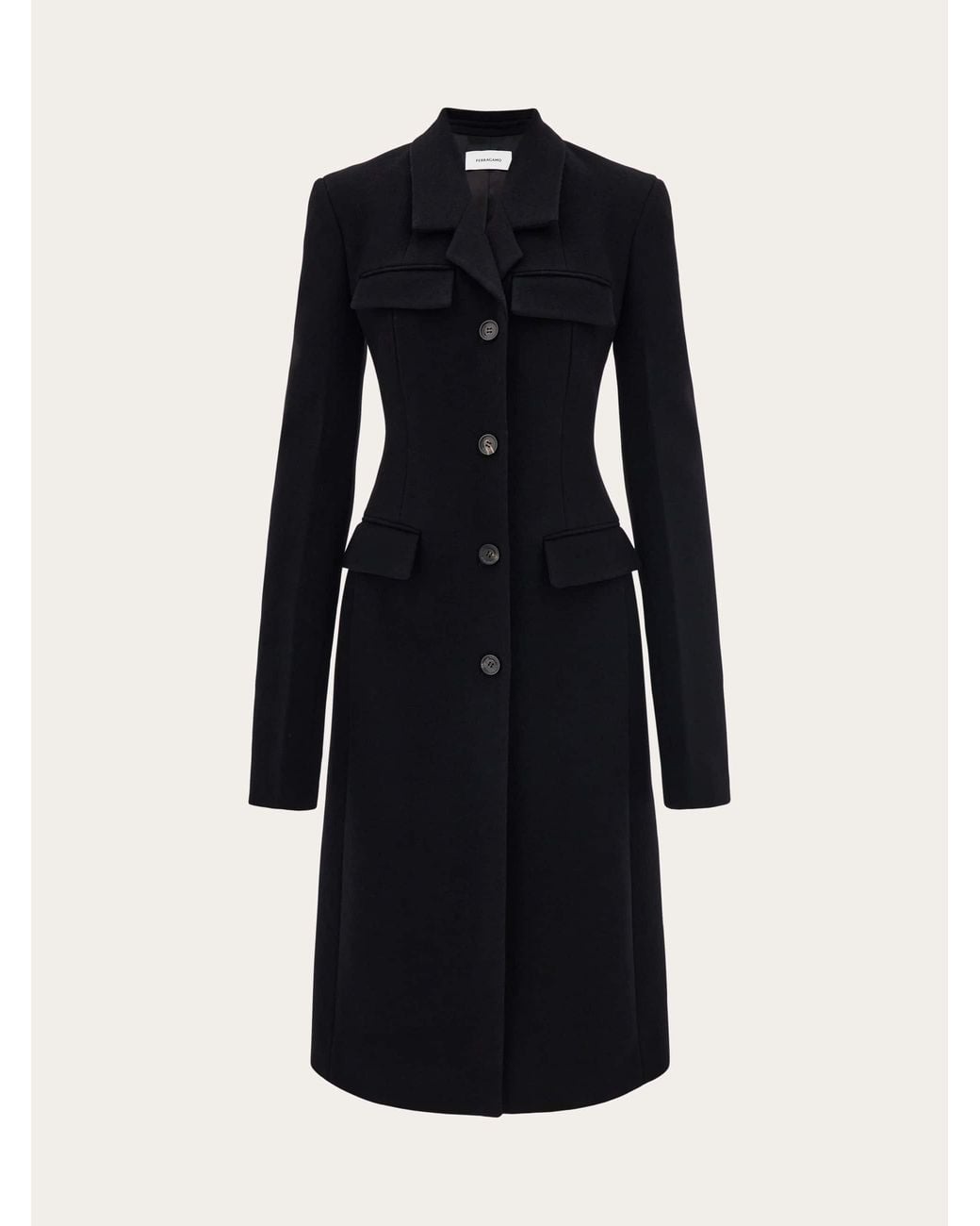 Ferragamo Blue Fitted Single Breasted Coat