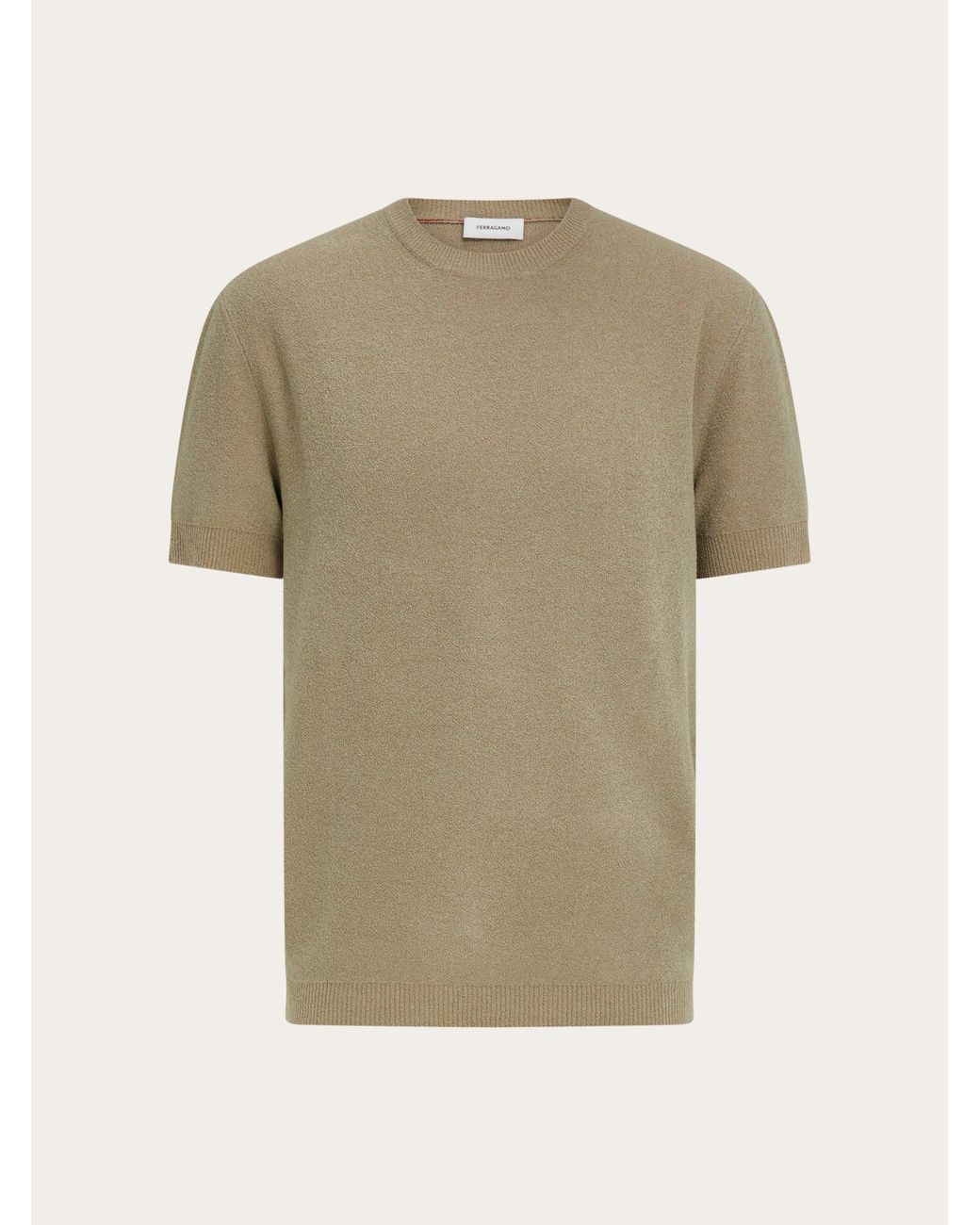 Ferragamo Natural Short Sleeve Knitted Top for men
