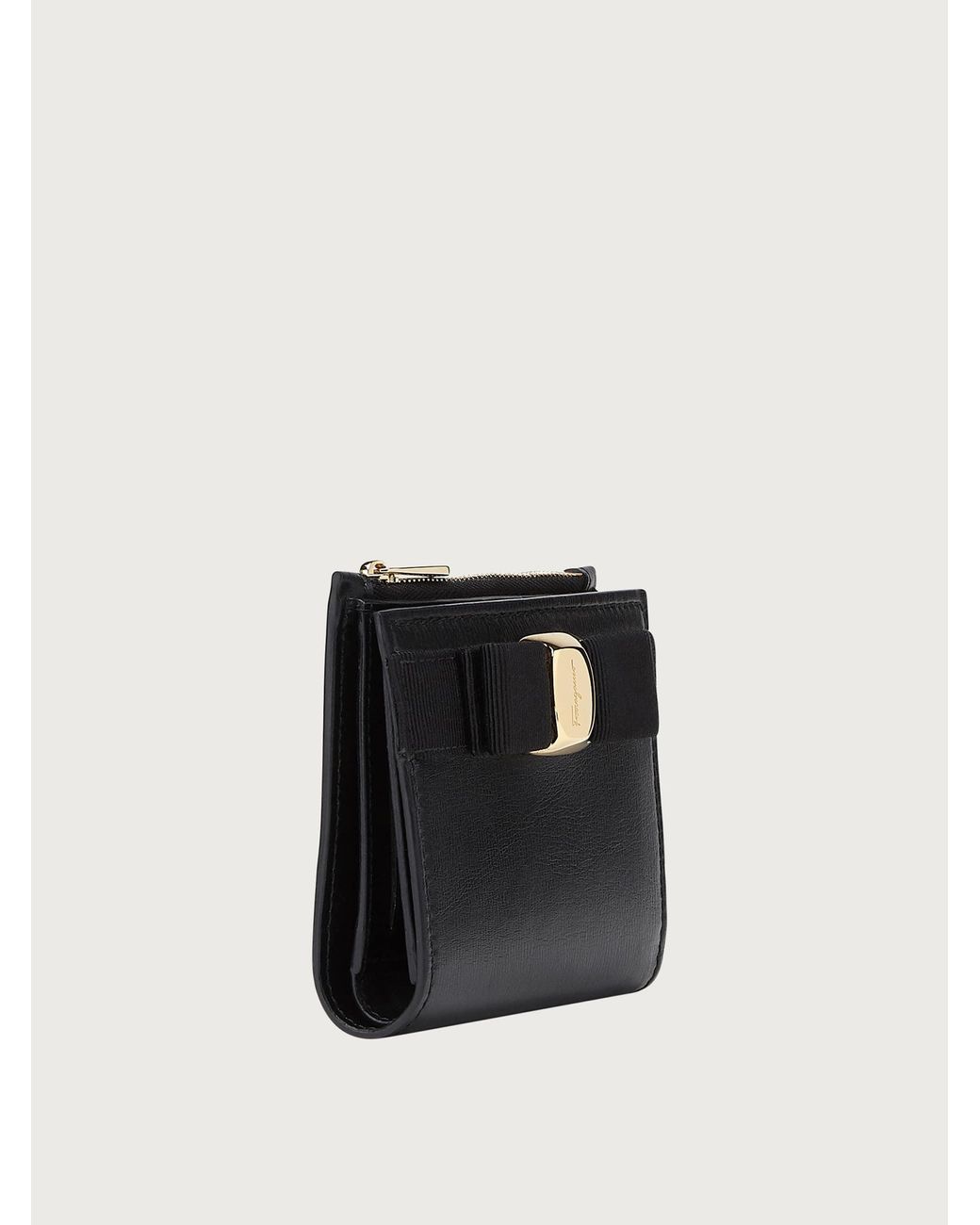 Ferragamo Black Vara Bow Compact Wallet