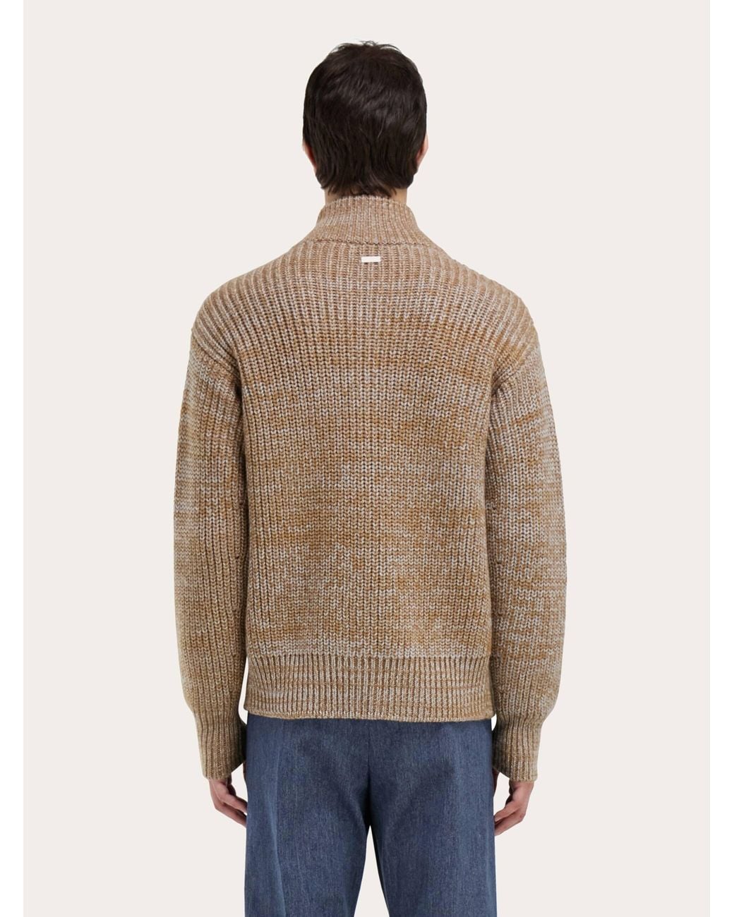 Ferragamo Brown High Neck Cardigan for men