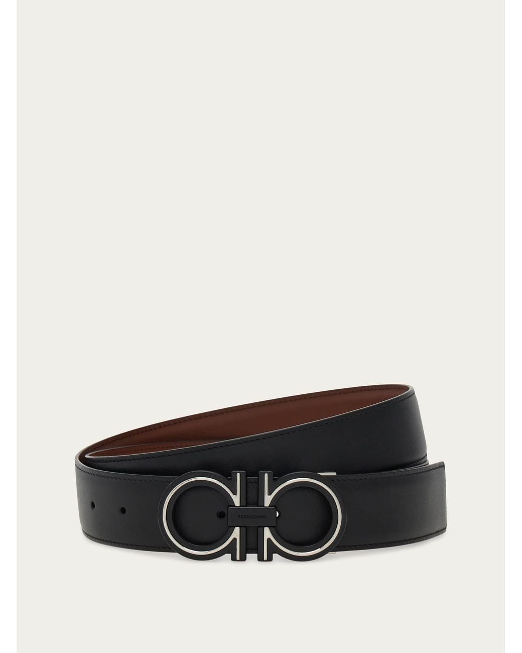 Ferragamo Brown Reversible And Adjustable Gancini Belt for men