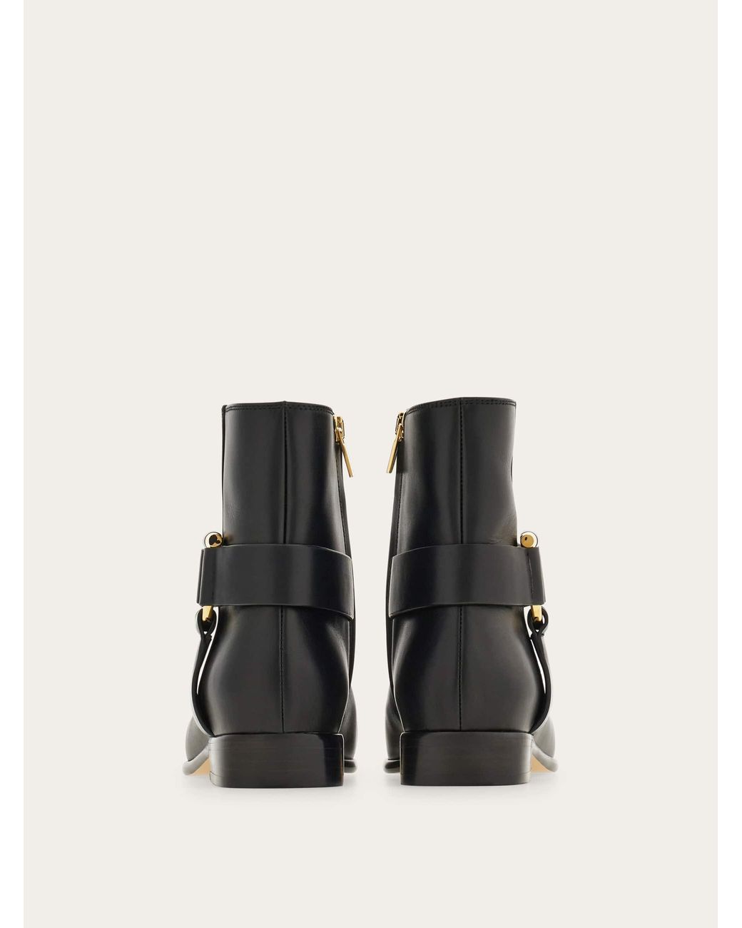 Ferragamo Black Gancini Ornament Ankle Boot .5