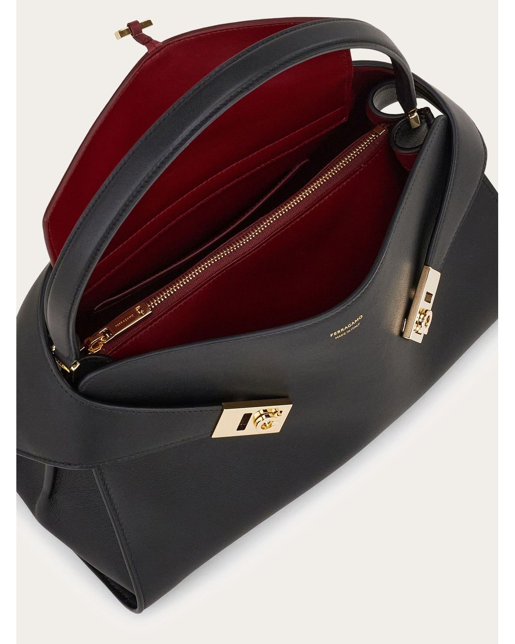 Ferragamo Black Hug Soft Bicolor Shoulder Bag (M)