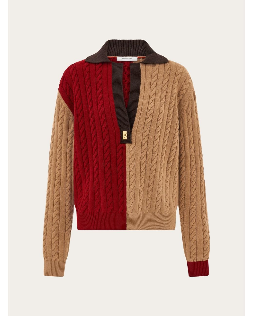 Ferragamo Red Cable Knit Sweater