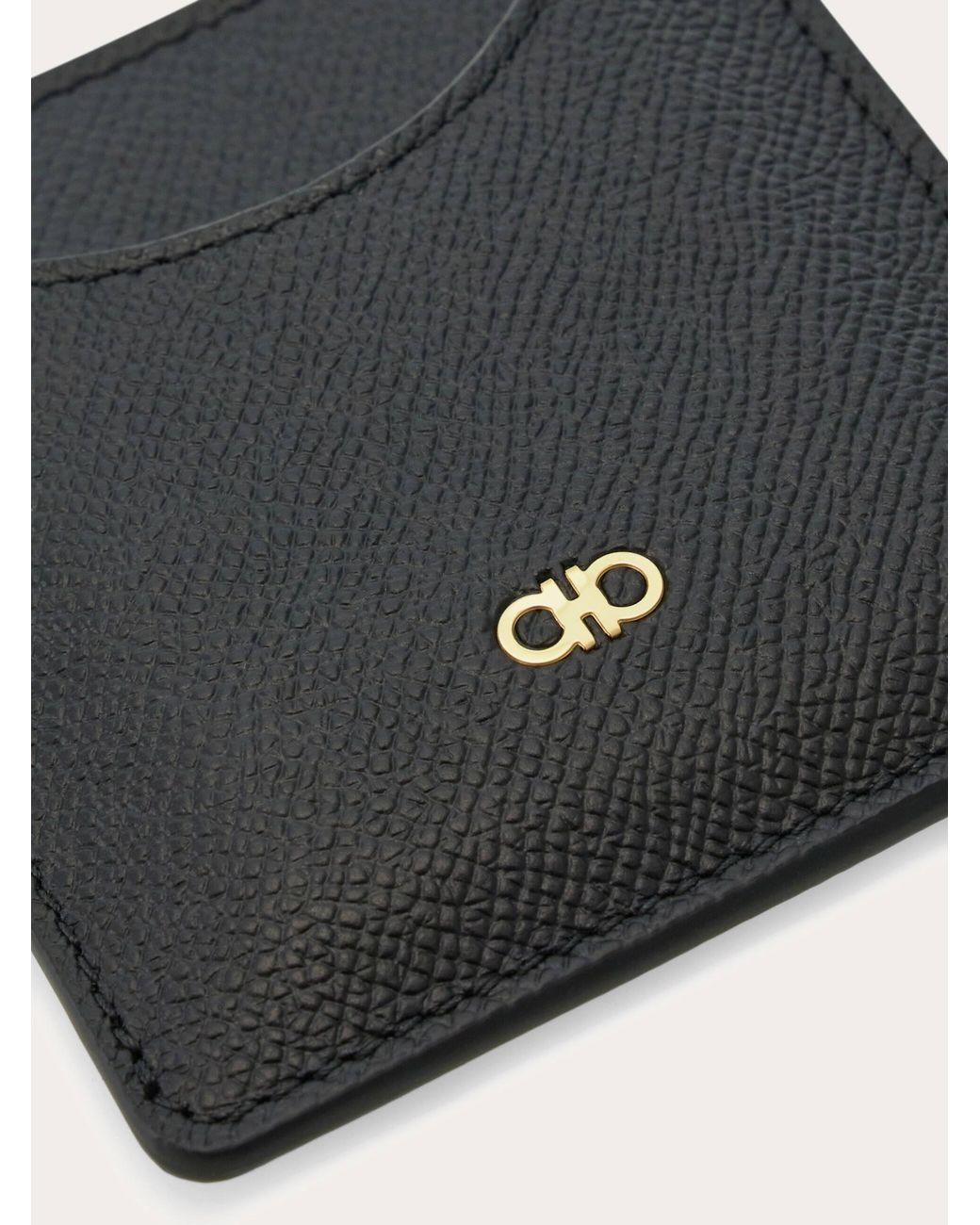 Ferragamo Black Micro Gancini Business Card Holder for men
