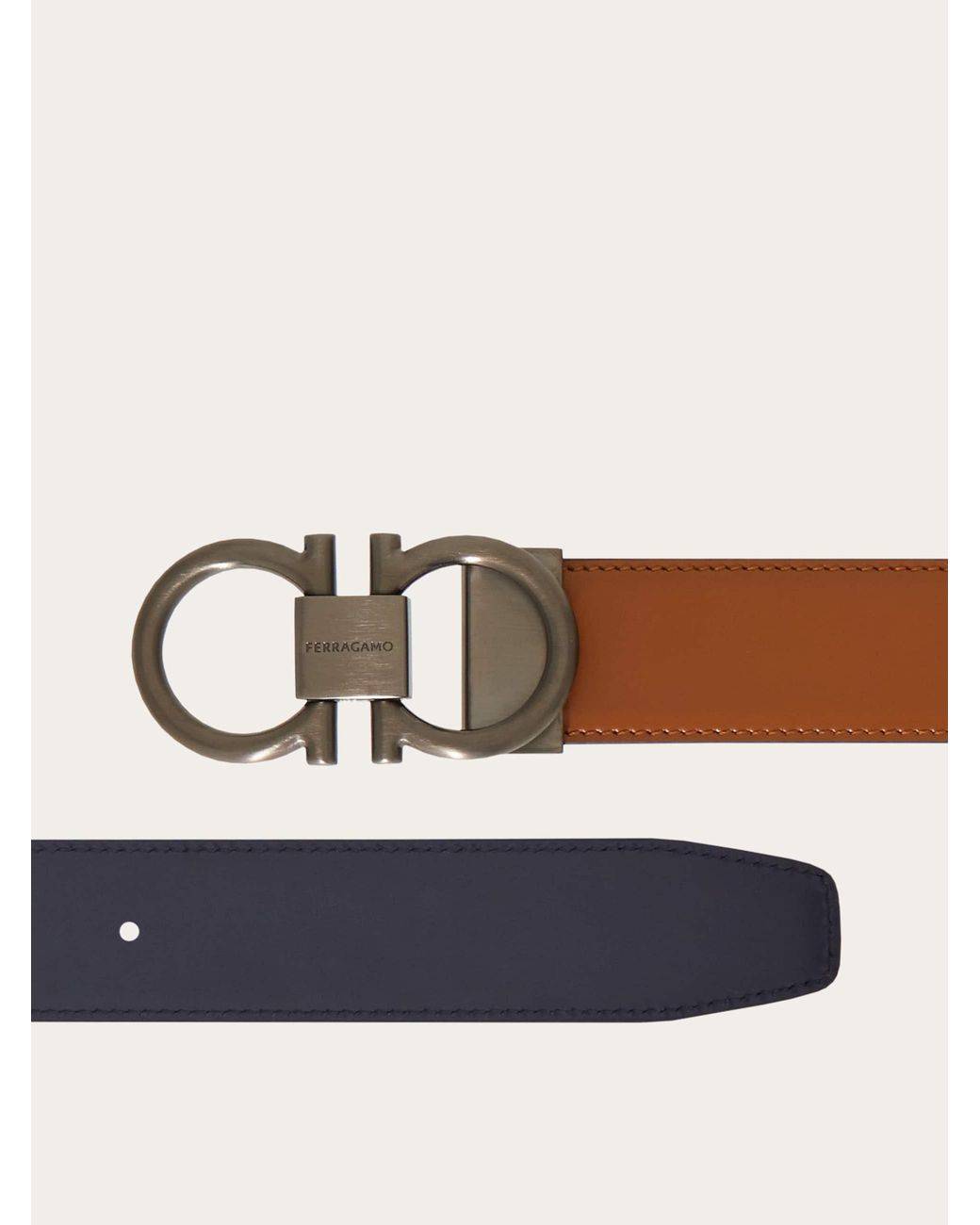 Ferragamo Brown Reversible And Adjustable Gancini Belt for men