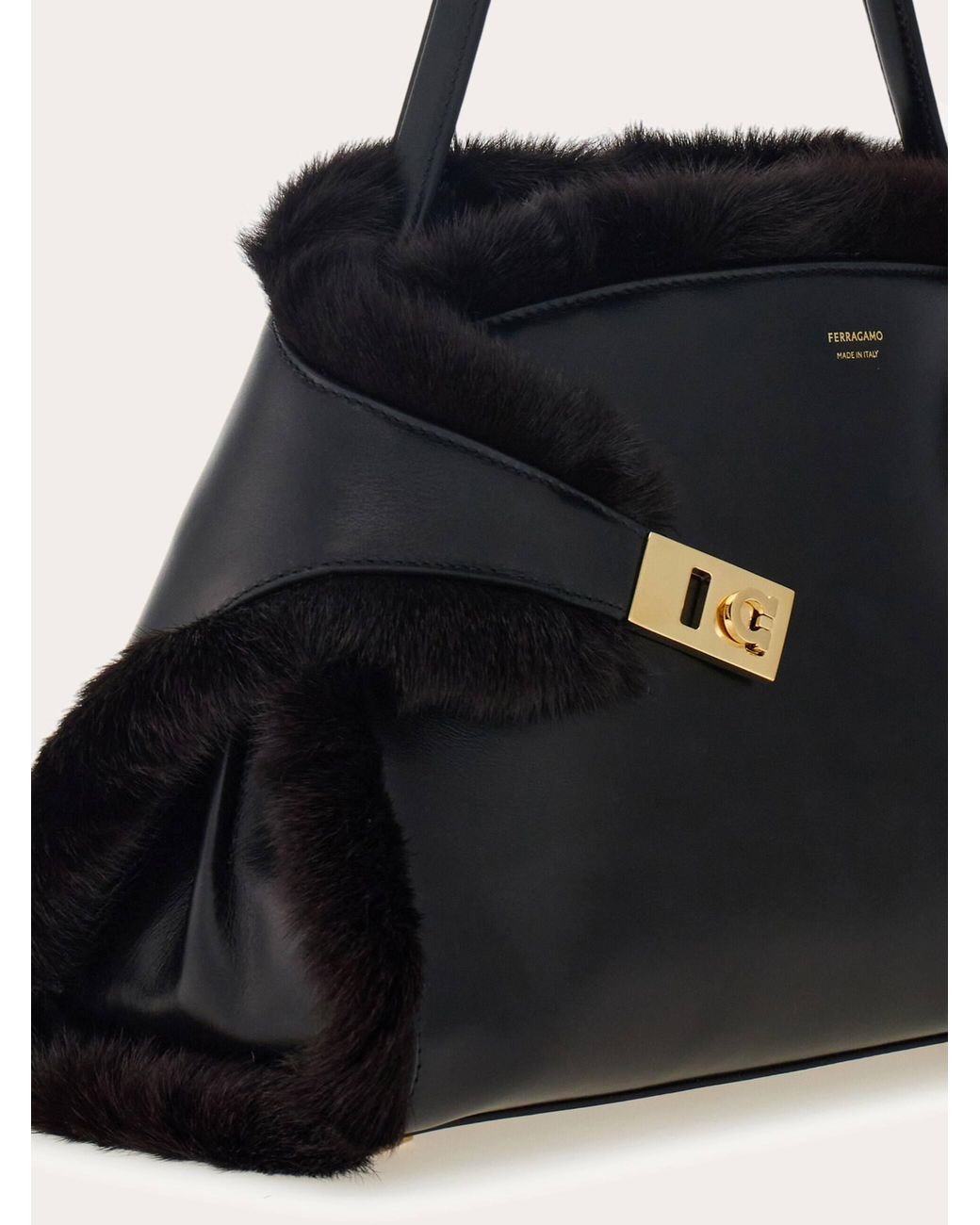 Ferragamo Black Hug Soft Shoulder Bag (L)