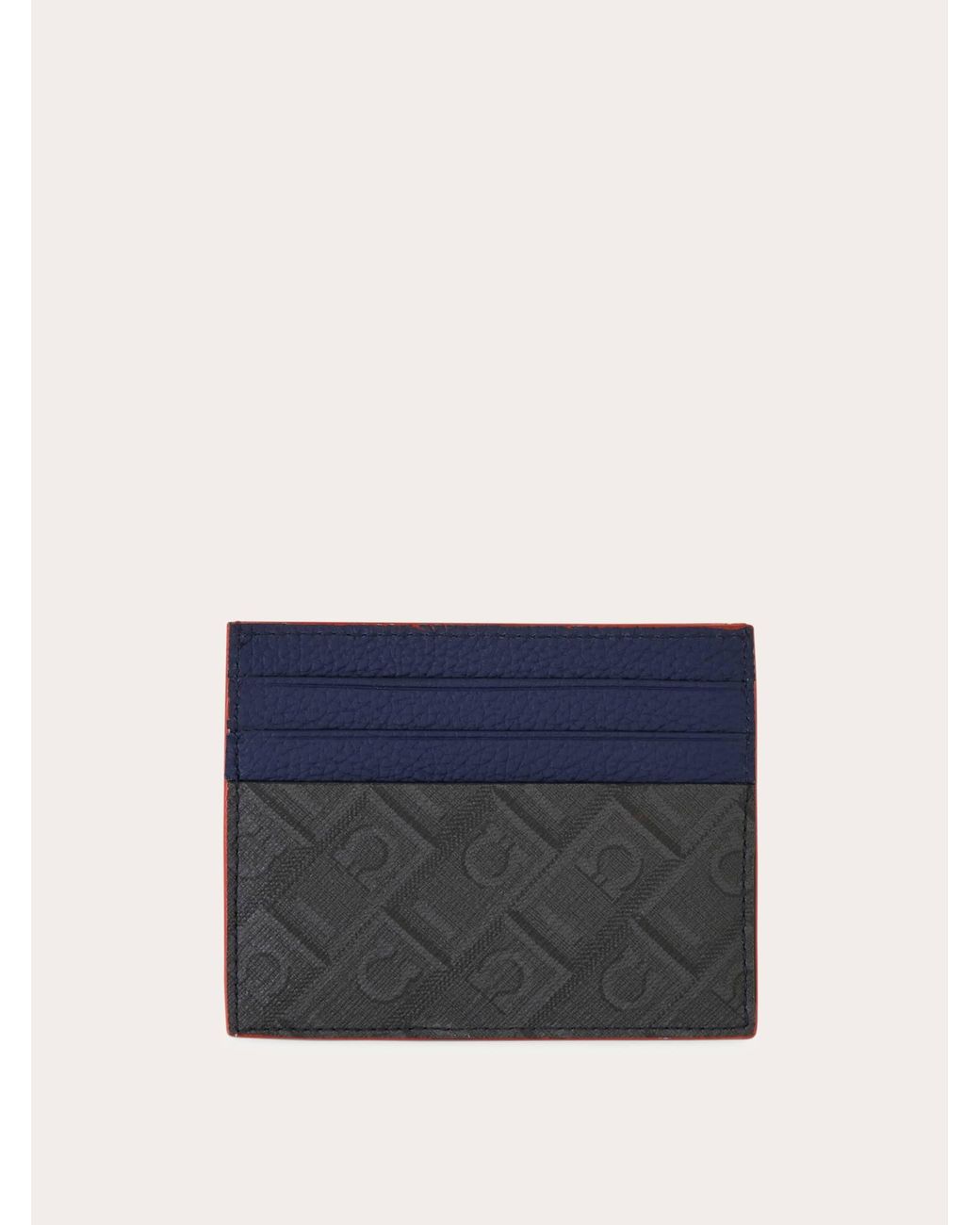 Ferragamo Blue Monogram Credit Card Holder for men